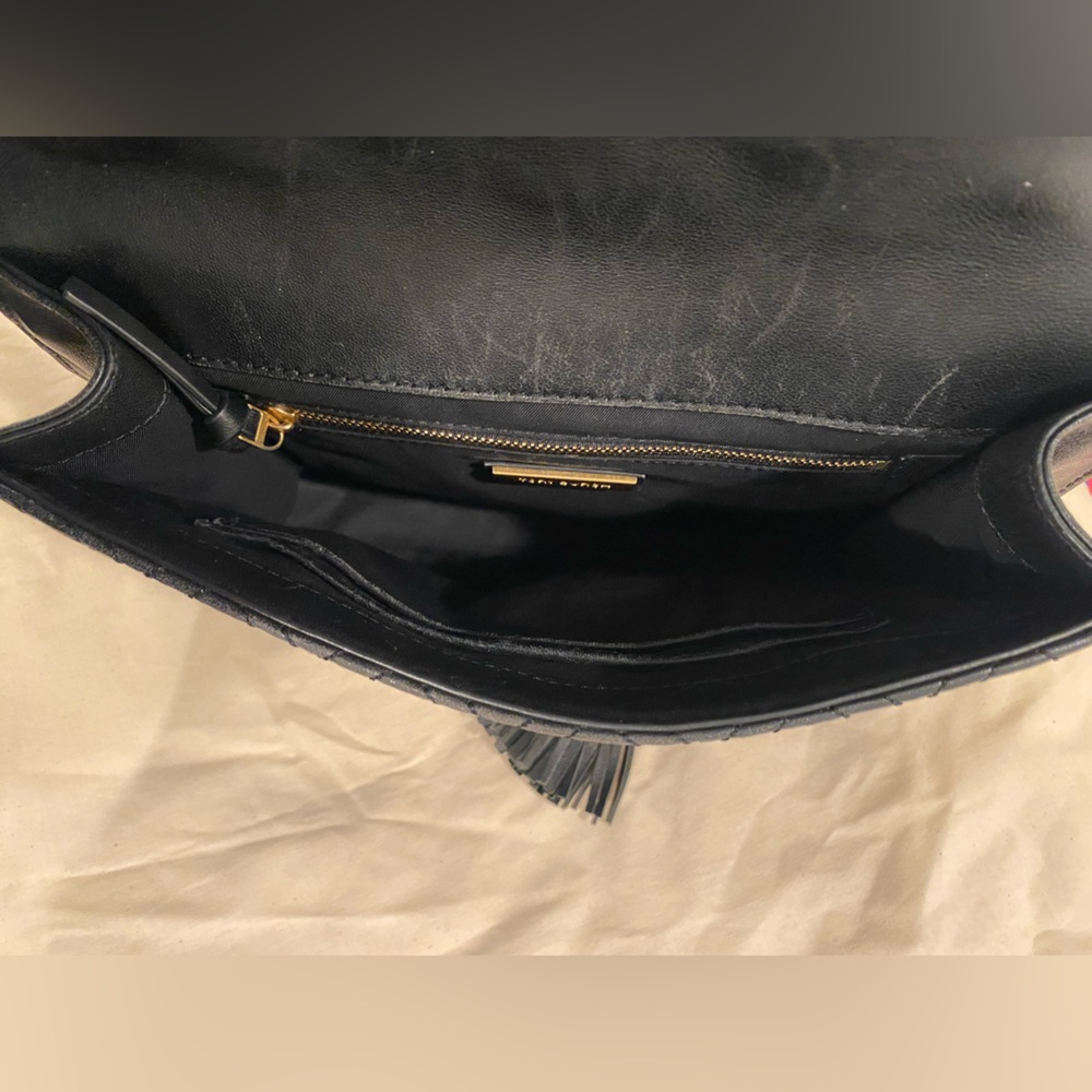 Tory Burch Fleming Diamond Quilted Lamb Leather Purse Black - Picture 15 of 16